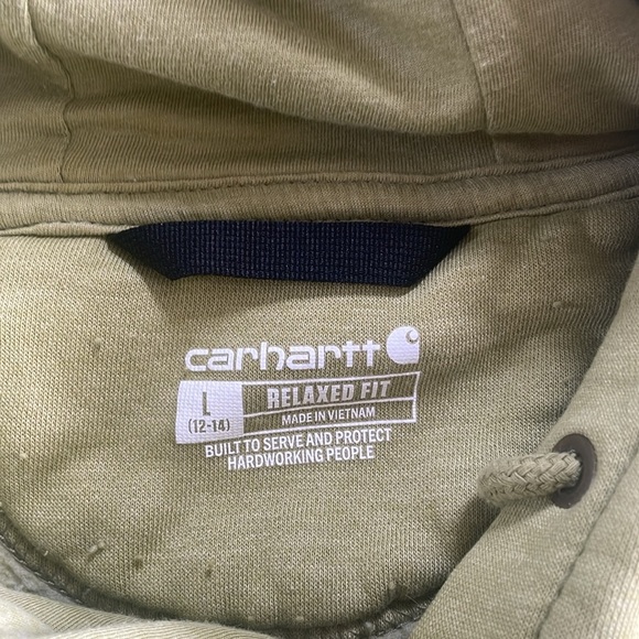 Carhartt Relaxed Fit Size Large Green Hooded Sweatshirt - Picture 4 of 5